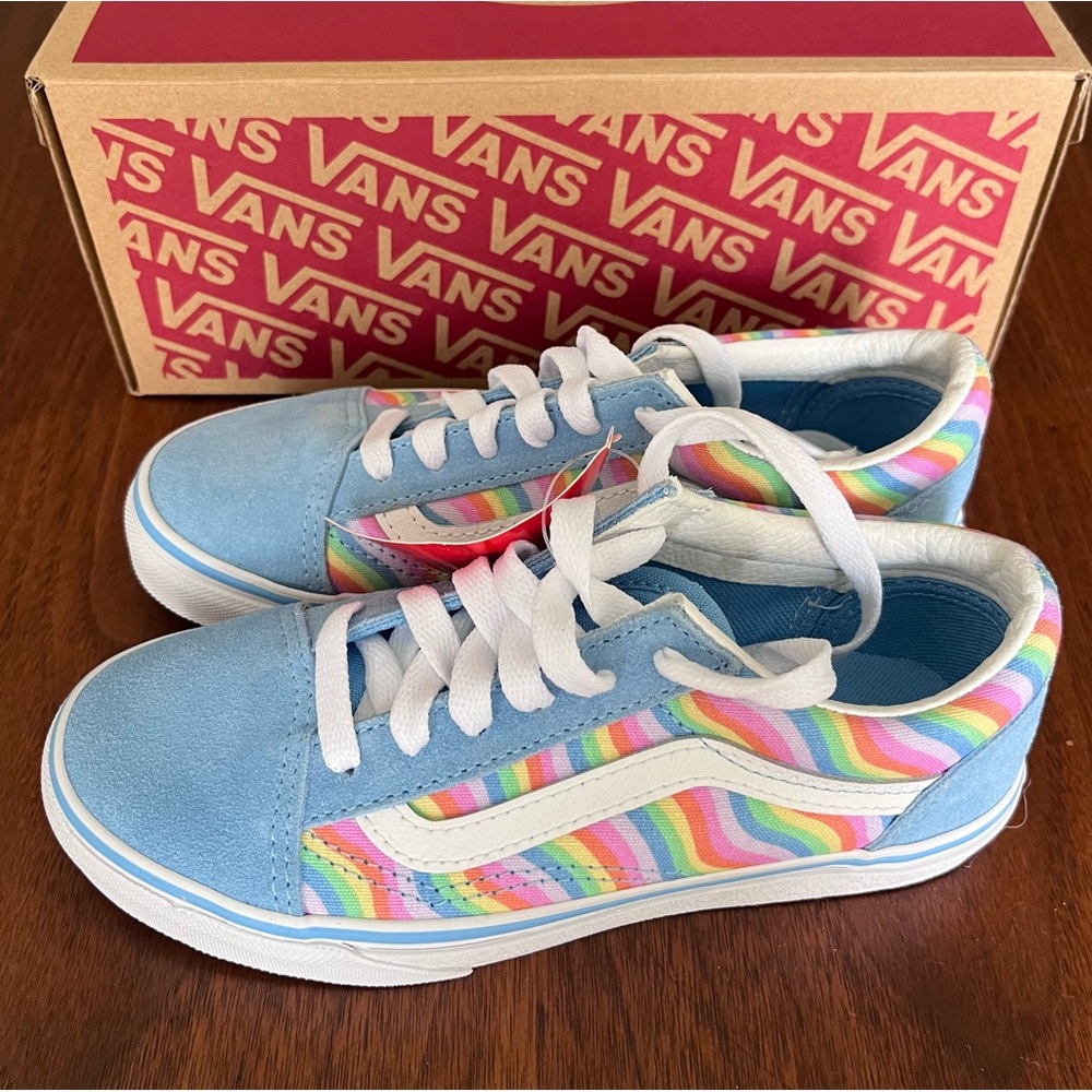 Vans Old Skool Wavy Rainbow Blue Skate Shoes 🌈